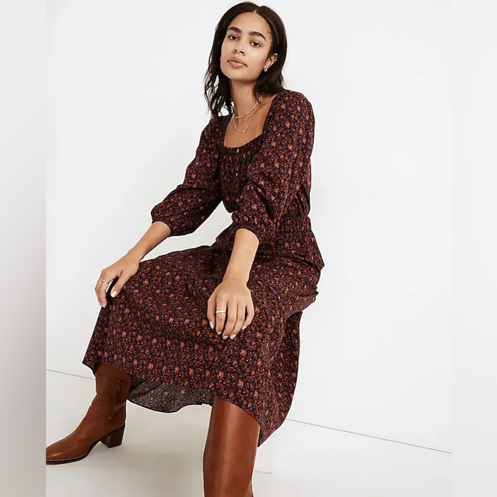 Madewell Tiered Pull-On Maxi Skirt & Matching Puff Sleeve Crop in Orchard Floral